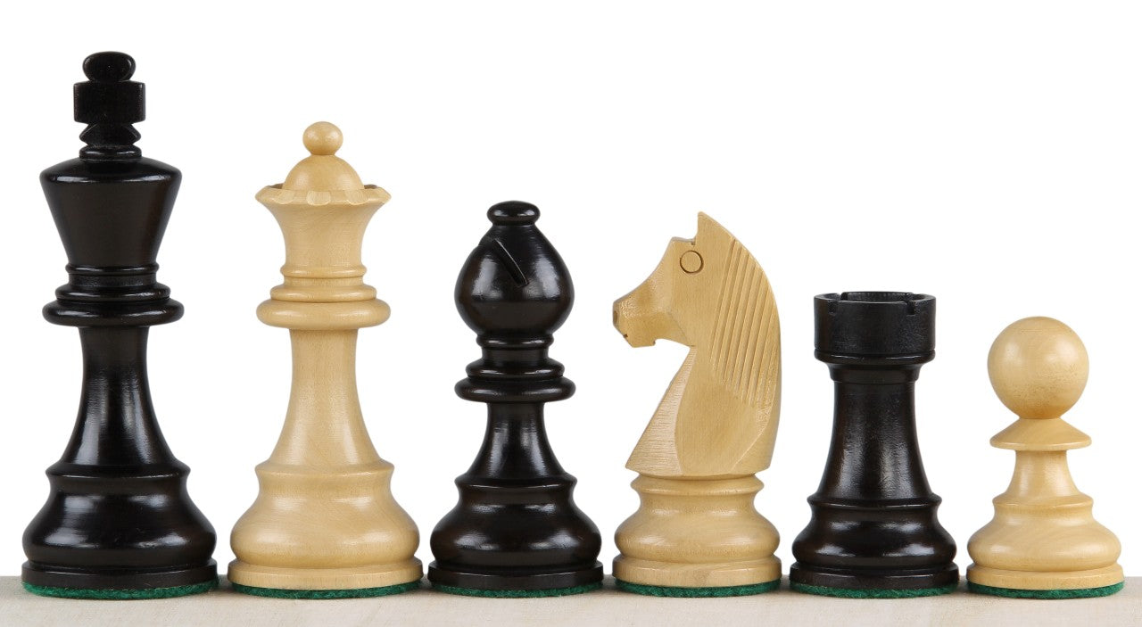 Échiquier avec coordonnées en marqueterie de bois d'acajou et sycomore  + Pièces d'échecs Timeless Ebonized - Ensemble de taille 6 - 9b1fa4eb24bf97127467ecf2d8c00d05