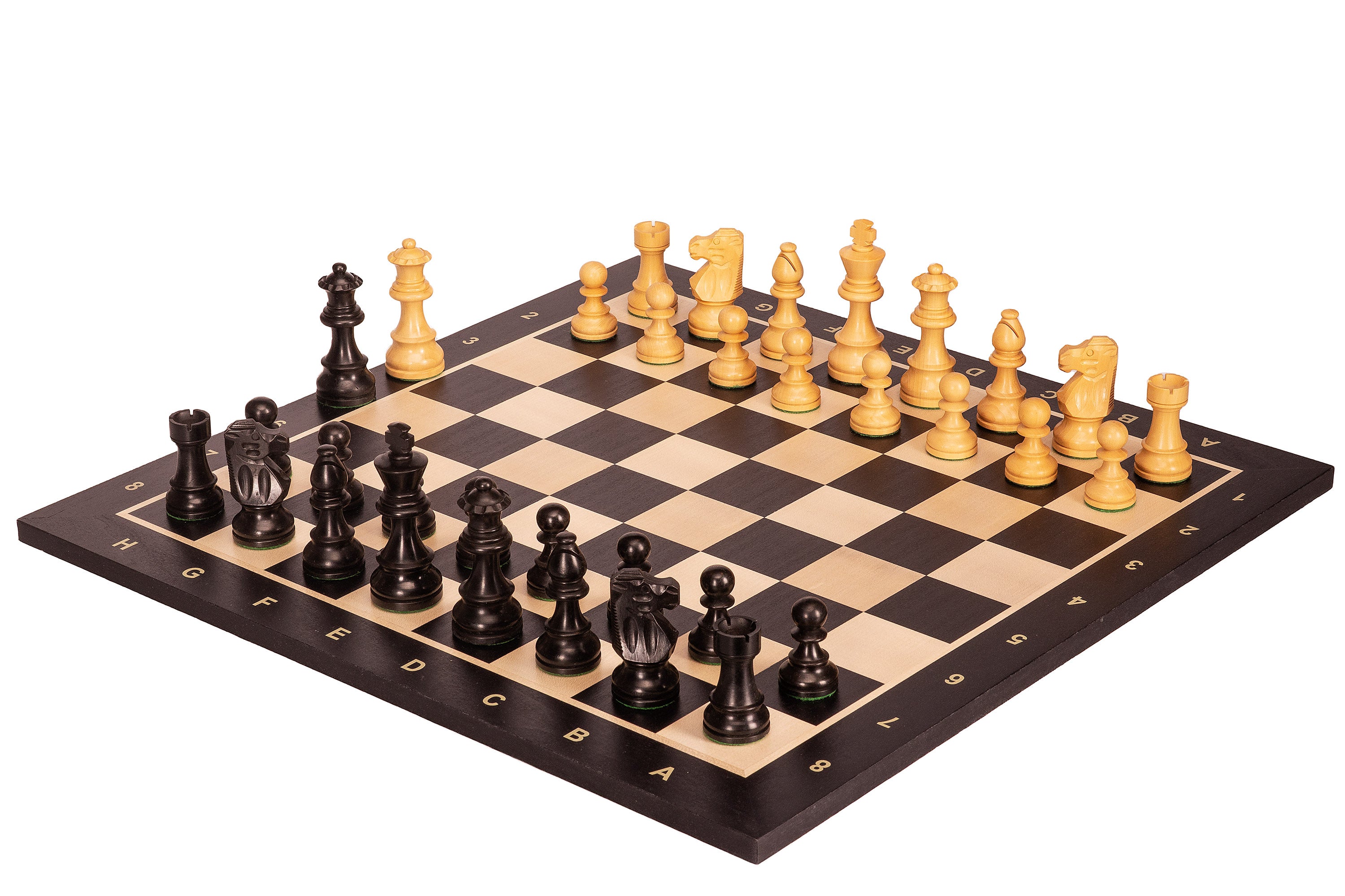 No6 Tablero de ajedrez negro+ 3.75" Piezas francesas ebonizadas - No6 Tablero de ajedrez negro+ 3.75" Piezas francesas ebonizadas