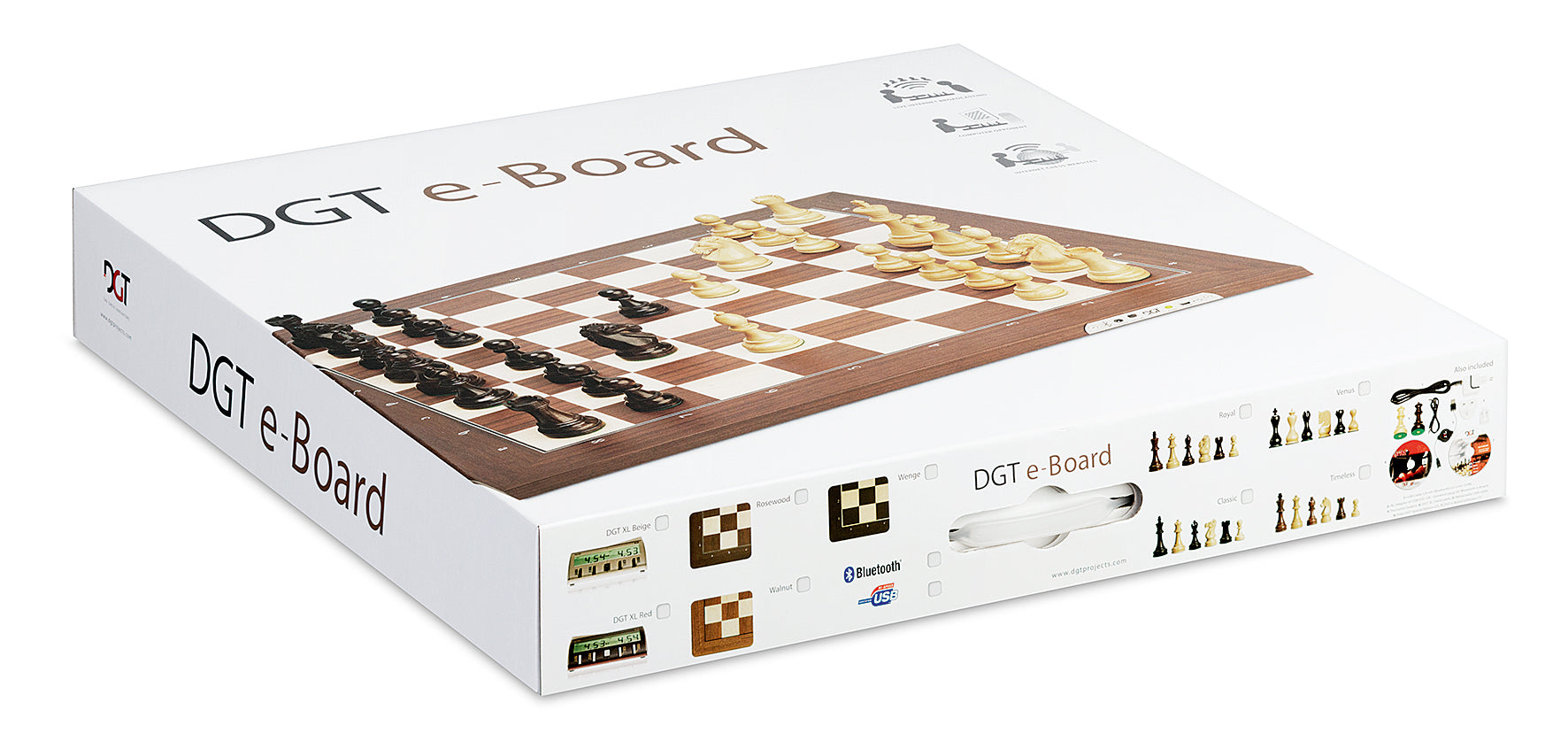 Elektronisches Schachbrett DGT Bluetooth E-Board Palisander + Figuren DGT Ebony - Elektronisches Schachbrett DGT Bluetooth E-Board Palisander + Figuren DGT Ebony