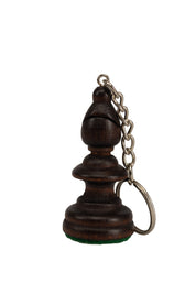 Porte clé - Fou noir / Pièce d'échecs en bois teinté en noir