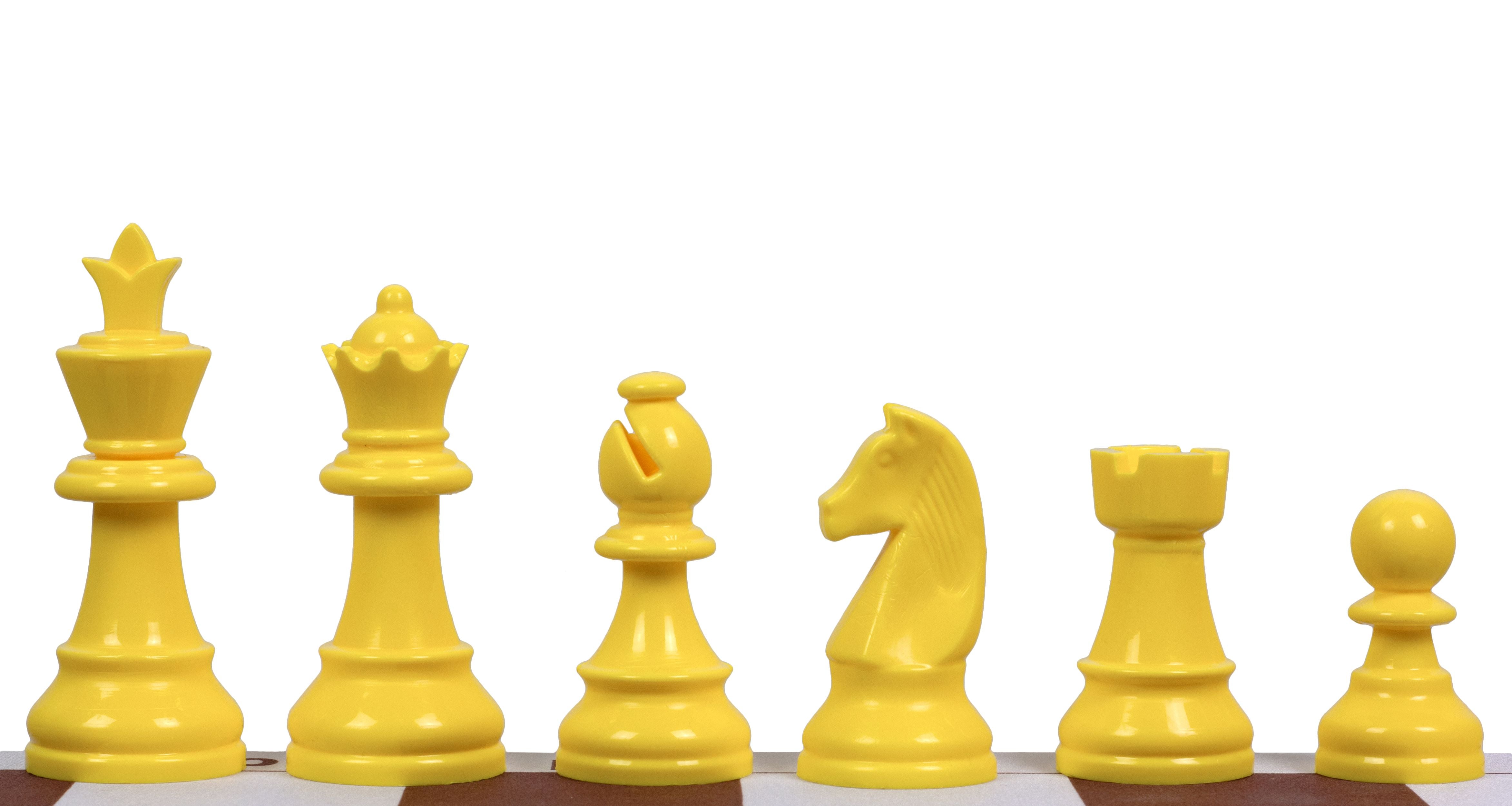 Pièces d'échecs en plastique Staunton, jaunes de taille 6 (roi 95mm) - Pièces d'échecs en plastique Staunton, jaunes de taille 6 (roi 95mm)