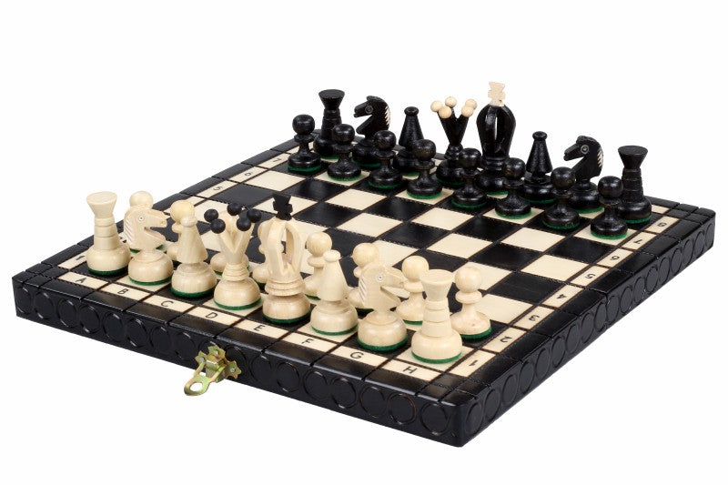Juego de ajedrez de madera plegable Azabache Mini 28,5 x 28 cm - Juego de ajedrez de madera plegable Azabache Mini 28,5 x 28 cm
