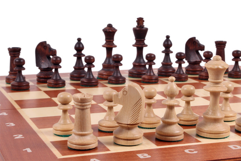 Juego de ajedrez de competición n.º 4 (42 x 42 cm) con incrustaciones: un precioso juego de ajedrez de madera tallada, ideal como regalo para niños y adultos - Juego de ajedrez de competición n.º 4 (42 x 42 cm) con incrustaciones: un precioso juego de ajedrez de madera tallada, ideal como regalo para niños y adultos