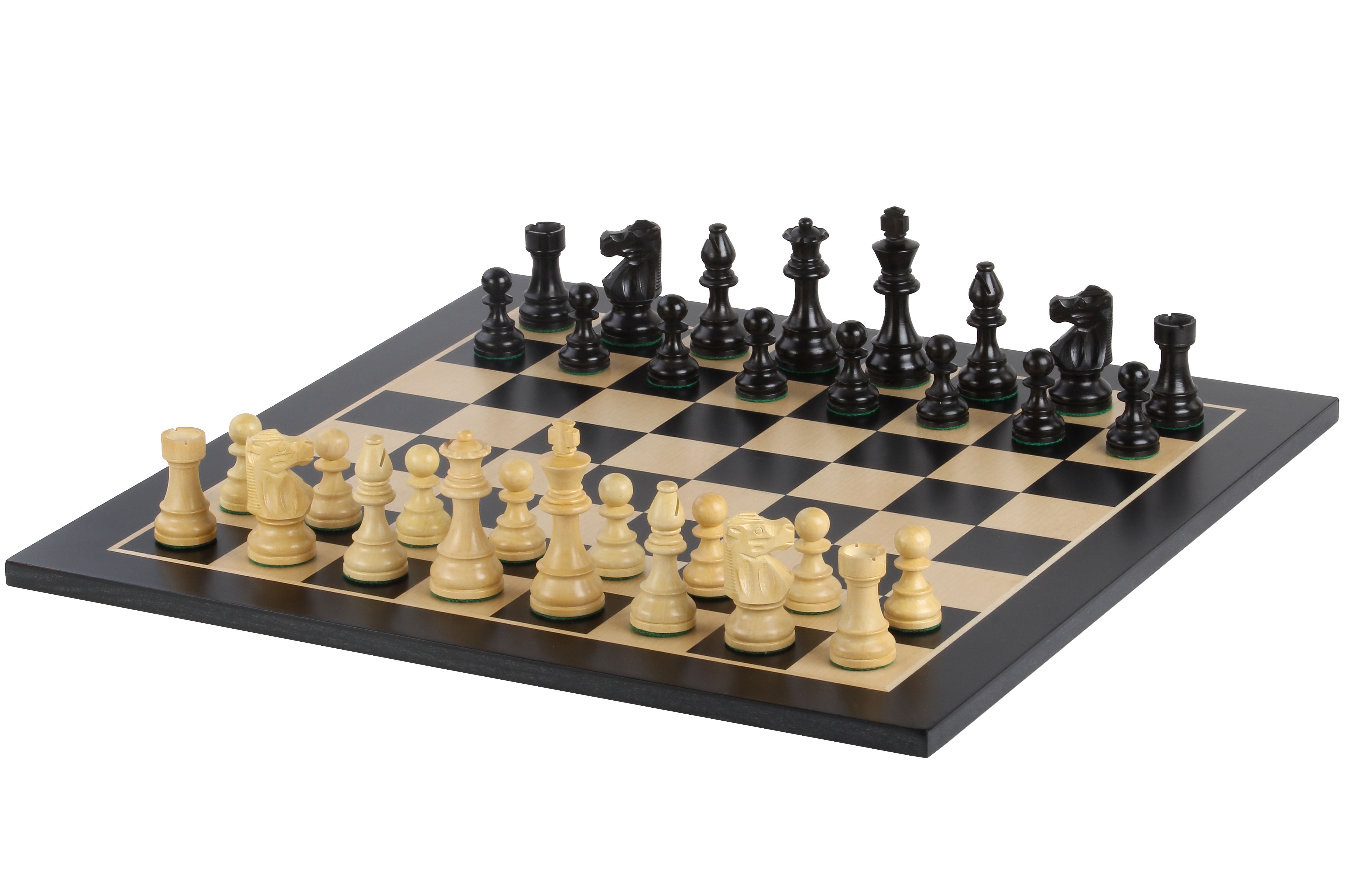 No6 Schwarzes Schachbrett+ 3.75" Französische Ebonisierte Figuren - No6 Schwarzes Schachbrett+ 3.75" Französische Ebonisierte Figuren